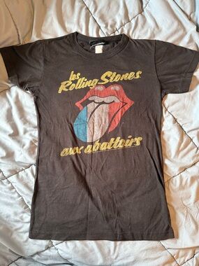 the Rolling Stones Black Kids Tee with Red & Blue Tongue Graphic